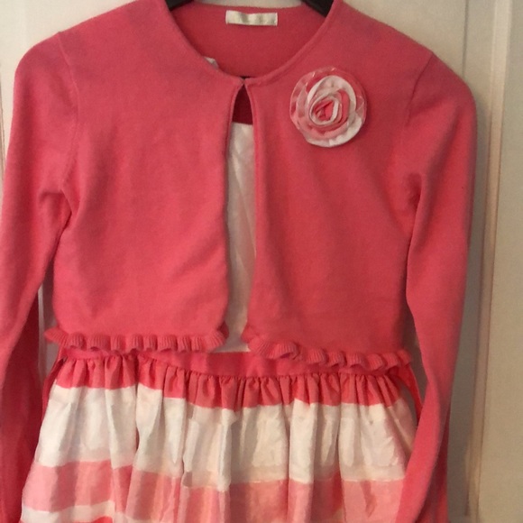 🐇🐣Easter Dress EUC Big girls pink and white dress with removable sweater - Picture 2 of 6